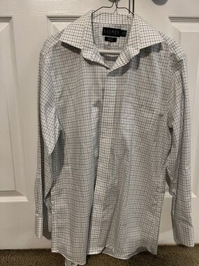 Lauren Ralph Lauren White Dress Shirt with Black Windowpane Check